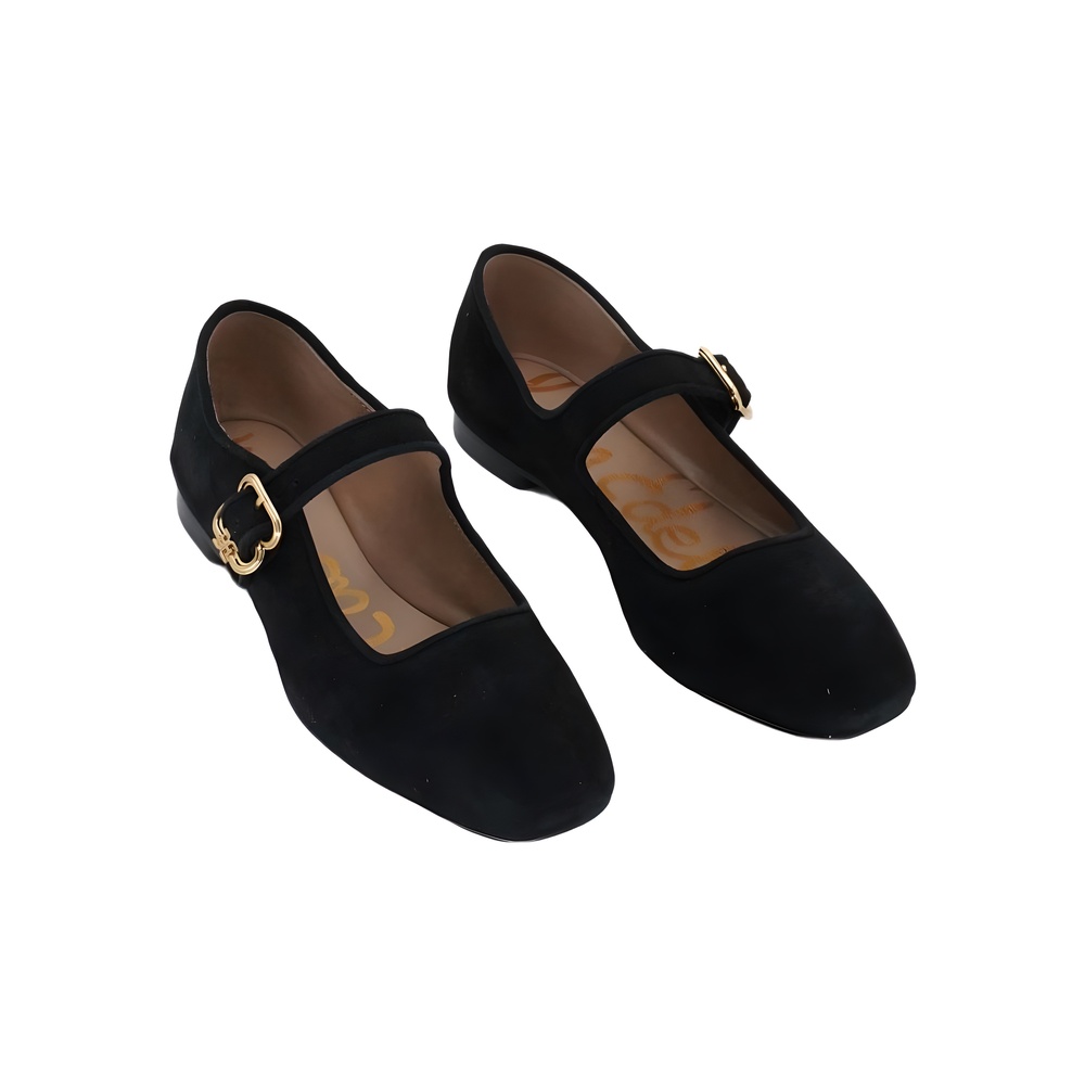 Sam Edelman Womens Michaela Buckled Mary Flats Black Suede Size 6.5